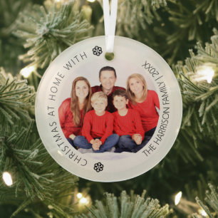 Moderne Familienfoto-Weihnachtsbaum Ornament Aus Glas