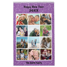 Moderne Familienfotografie Collage Lila Glitzer ku Kalender