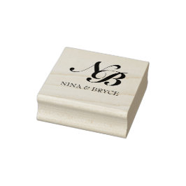 Moderne Familienmonogramm-Girlande in Navy & Grau Gummistempel