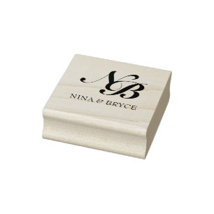 Moderne Familienmonogramm-Girlande in Navy & Grau Gummistempel