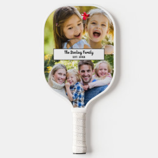 Moderne Familienname 2 Foto-Collage Pickleball Schläger
