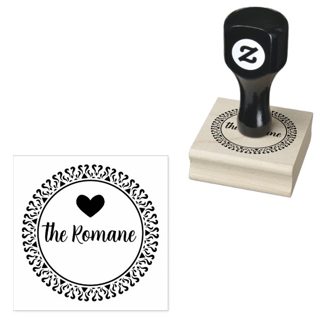 Moderne Familienname Herzrunden Rücksendeadresse Gummistempel (Stempel)