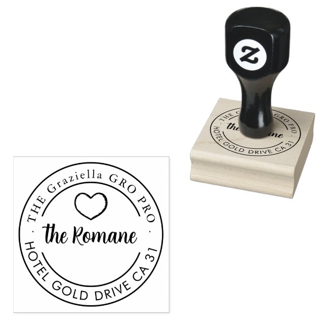 Moderne Familienname Herzrunden Rücksendeadresse Gummistempel (Stempel)