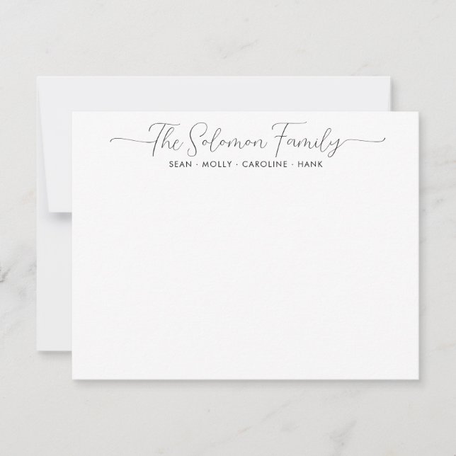 Moderne Familienname paare Black Script Calligraph Mitteilungskarte (Vorderseite)