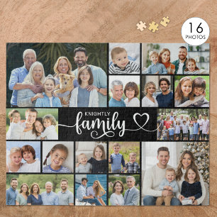 Moderne FAMILY 16 Foto Collage Script Herz