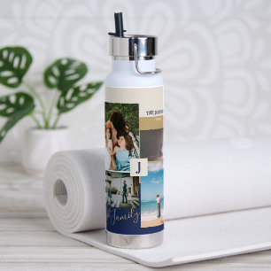 Moderne Farbblock-Familienfoto-Collage-Wasserflasc Trinkflasche