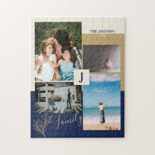 Moderne Farbblock-Familienfoto-Puzzle