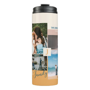 Moderne Farbblock-Familienfotocollage Thermosbecher