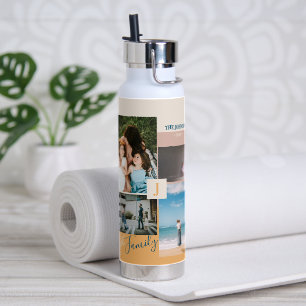 Moderne Farbblock-Familienfotocollage Trinkflasche
