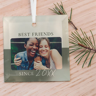 Moderne Farbblock "Seit" Jahr Beste Freunde Ornament Aus Glas