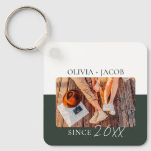 Moderne Farbblock-"Seit"-Jahres-Andenken für Paare Schlüsselanhänger