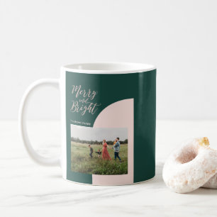Moderne Farbblock-Weihnachtsferien-Foto Kaffeetasse