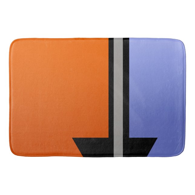 Moderne Farbblöcke Orange, Periwinkle, Schwarz, Gr Badematte (Vorderseite)