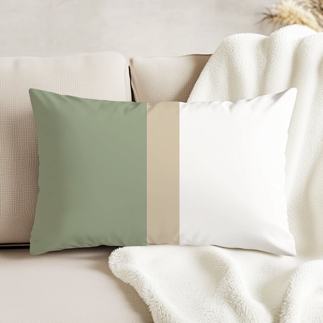 Moderne Farbblocksage grün Beige Weiß Dekokissen (Von Creator hochgeladen)