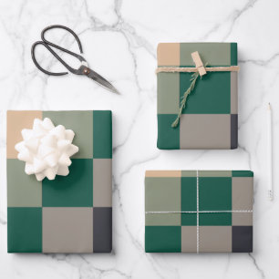 Moderne Farbchecks-Schachbrett Geschenkpapier Set