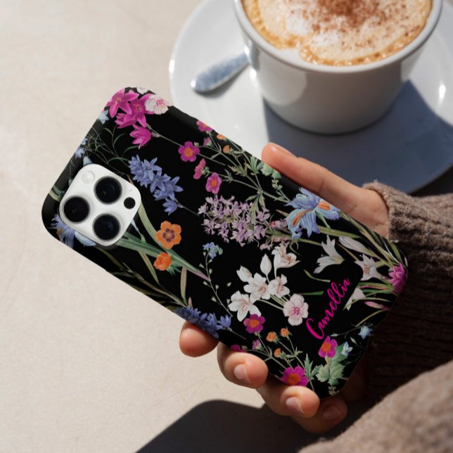 Moderne Farbe Botanisches Muster schwarz Muster Cu iPhone 16 Pro Hülle (Von Creator hochgeladen)