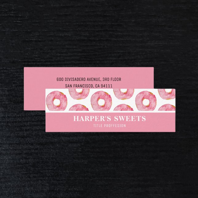 Moderne Farbe Rosa Donuts Beruflich Mini Visitenkarte (Von Creator hochgeladen)
