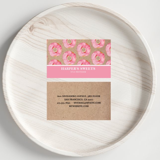 Moderne Farbe Rosa Donuts Beruflich Visitenkarte (Von Creator hochgeladen)