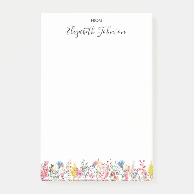 Moderne Farben, florale Wasserfarbe Post-it Klebezettel (Vorderseite)