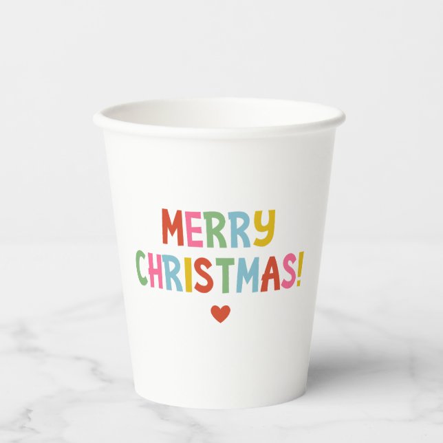 Moderne Farben frohe Weihnachten Pappbecher (Vorderseite)