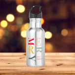 Moderne Farben fröhlich und hell | Happy Holidays Edelstahlflasche<br><div class="desc">Moderne Farben fröhlich und hell | Happy Holidays</div>