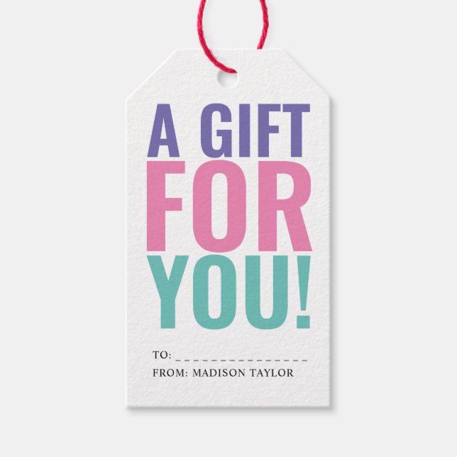 Moderne Farben für IHNEN Typografie Geschenkanhänger (Vorderseite)
