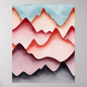 Moderne, farbenfrohe Abstrakte Berge Poster