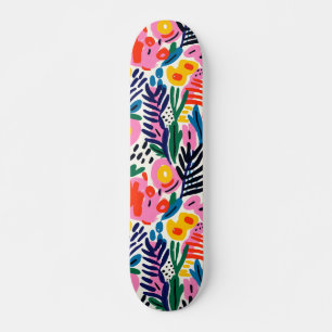 Moderne farbenfrohe abstrakte Blumengestaltung Skateboard