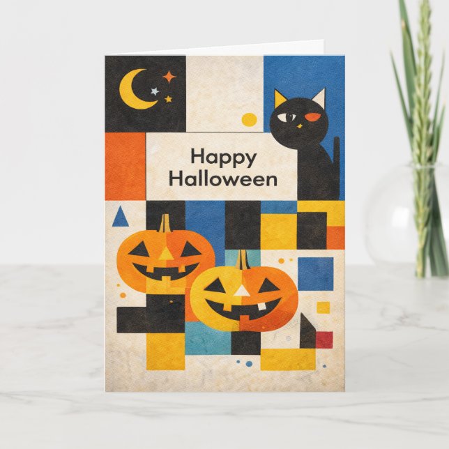 Moderne farbenfrohe abstrakte Halloween Karte (Vorderseite)