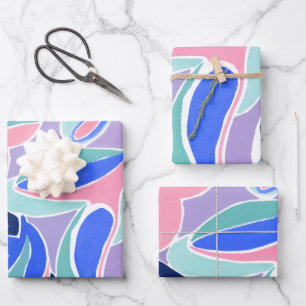 Moderne farbenfrohe abstrakte Kunst Geschenkpapier Set