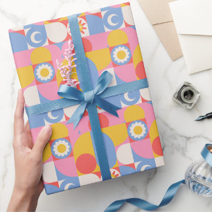 Moderne farbenfrohe abstrakte Muster Mädels Geschenkpapier