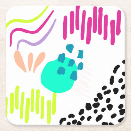 Moderne, farbenfrohe Abstrakte Muster. Rechteckiger Pappuntersetzer