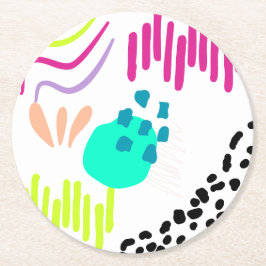 Moderne, farbenfrohe Abstrakte Muster. Runder Pappuntersetzer