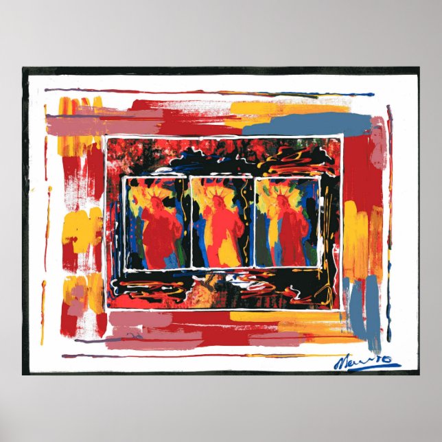 Moderne farbenfrohe Aquarellfarben 9-11 Freiheitss Poster (Vorne)