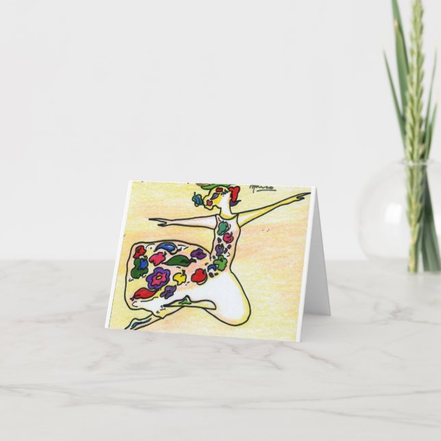 Moderne farbenfrohe Aquarellkleid Girl Cards Karte (Vorderseite)