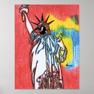 Moderne farbenfrohe Aquarellstatur der Freiheit Poster