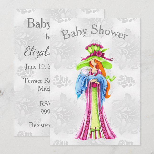Moderne farbenfrohe Babydusche Einladung (Vorne/Hinten)