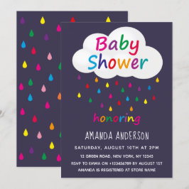 Moderne, farbenfrohe Babydusche Einladung