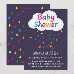 Moderne, farbenfrohe Babydusche Einladung
