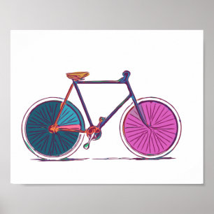 Moderne, farbenfrohe Bicycle Line Zeichn Poster
