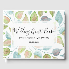 Moderne, farbenfrohe Blätter Hochzeit Gästebuch