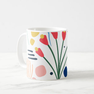 Moderne farbenfrohe Blattmuster Weiß Kaffeetasse