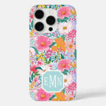Moderne farbenfrohe Blumen-Garten-Monogramm