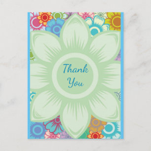 Moderne farbenfrohe Blumen mit individuellem Text  Postkarte
