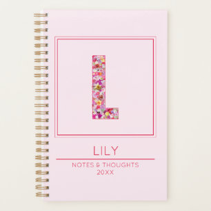 Moderne farbenfrohe Blumen-Monogramm-Name Buchstab Planer