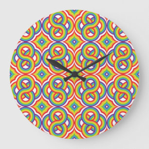 Moderne, farbenfrohe, einfache Batik-Motive Große Wanduhr