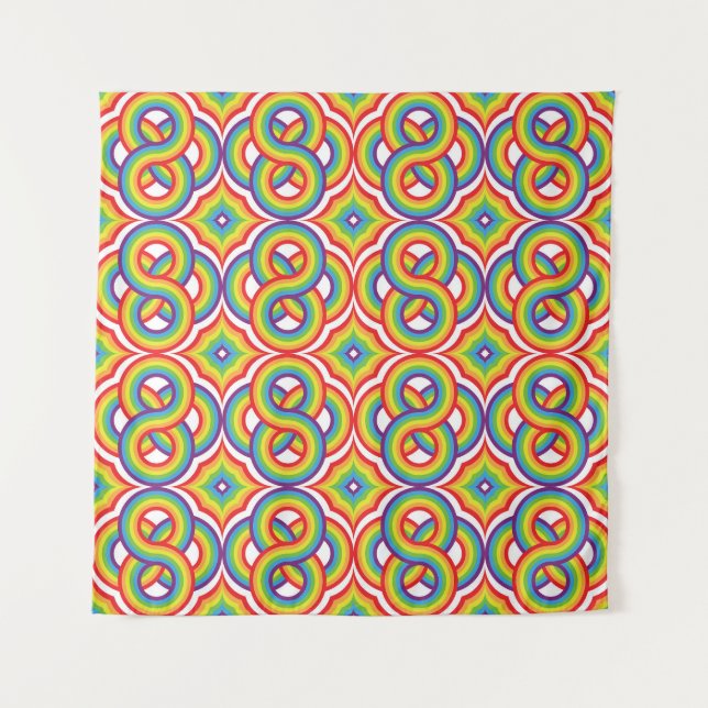 Moderne, farbenfrohe, einfache Batik-Motive Wandteppich (Vorderseite)