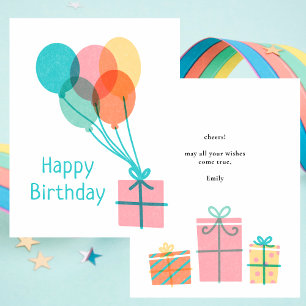 Moderne farbenfrohe, einfache Happy Birthday Notec Mitteilungskarte