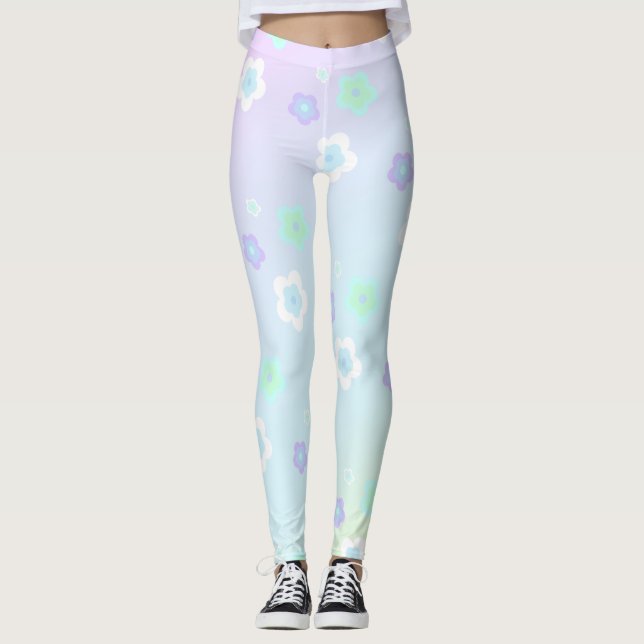 Moderne farbenfrohe Farbenblumen Muster Geschenk Leggings (Vorderseite)