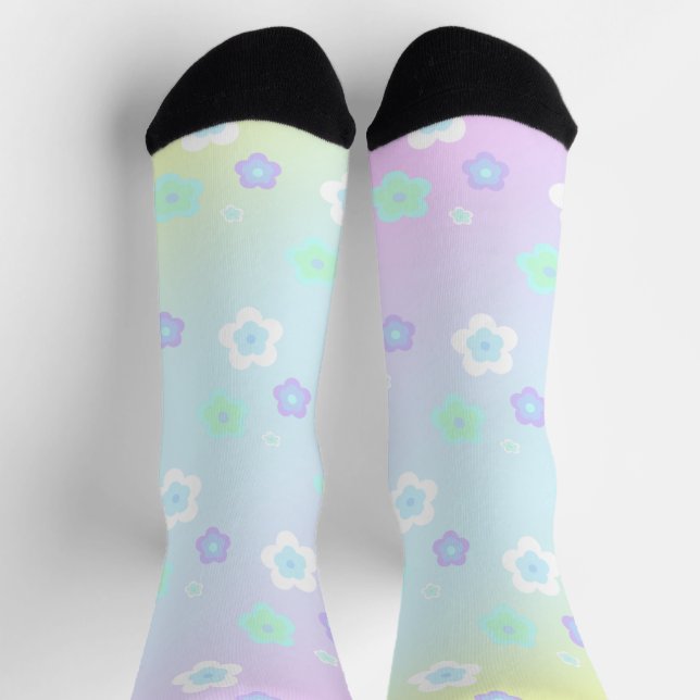 Moderne farbenfrohe Farbenblumen Muster Geschenk Socken (Oben)